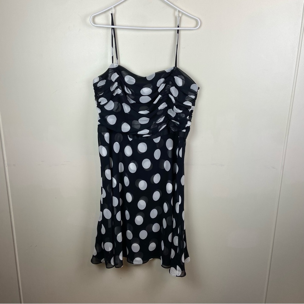 Ann Taylor Factory Black White Polka Dot A-Line Flowy Pinup Retro Dress 18‎ Plus